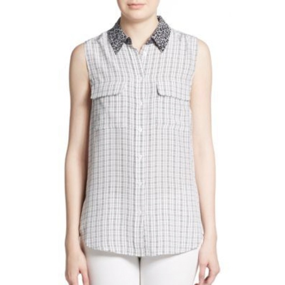 Equipment Tops - NWT Equipment Slim Signature Floral-Collar Plaid